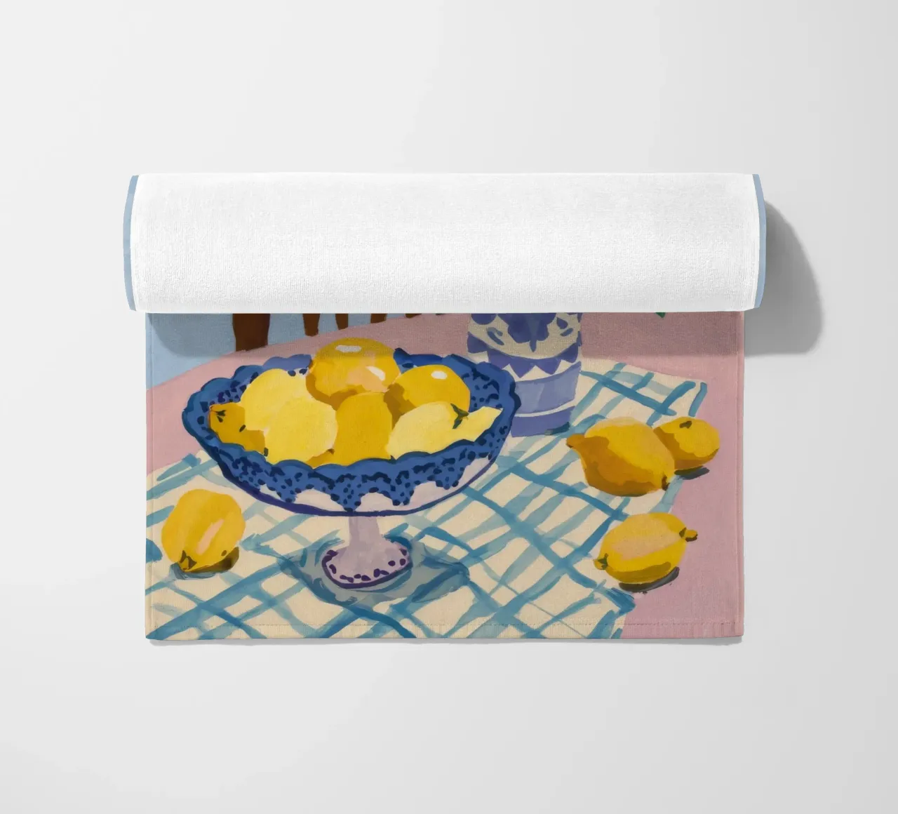 Limoni da tavola a scacchi telo mare da FadeAura