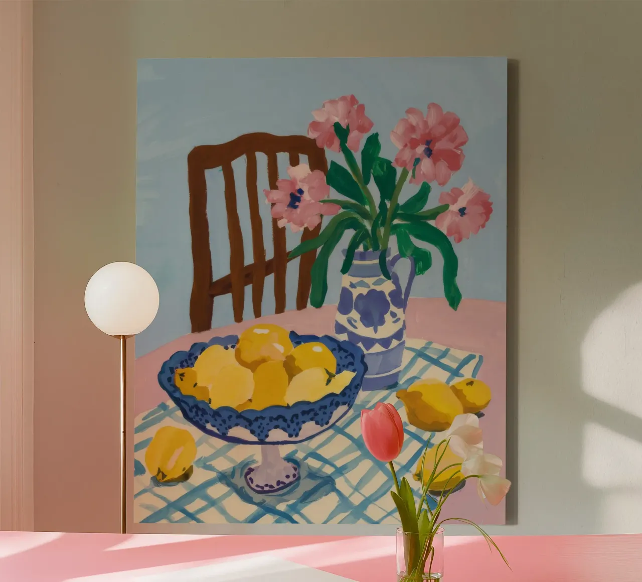 Checkered Table Lemons canvas by FadeAura