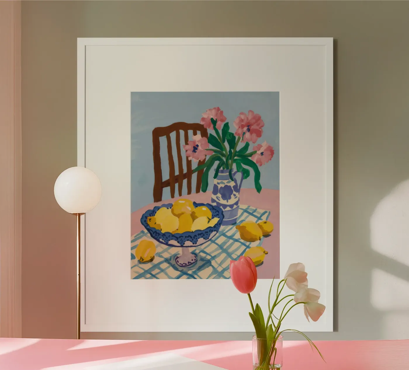Checkered Table Lemons poster van FadeAura