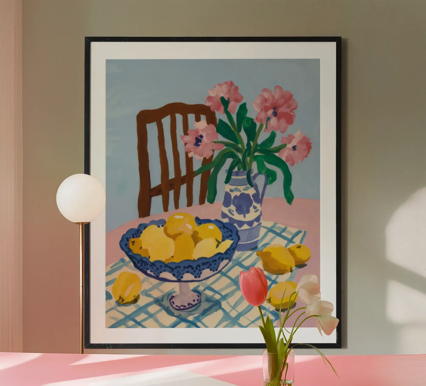 Checkered Table Lemons poster van FadeAura