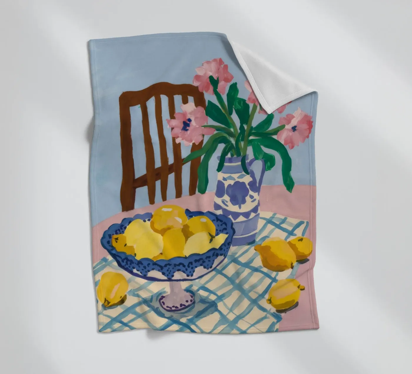 Karierter Tisch Zitronen Fleecedecke von FadeAura