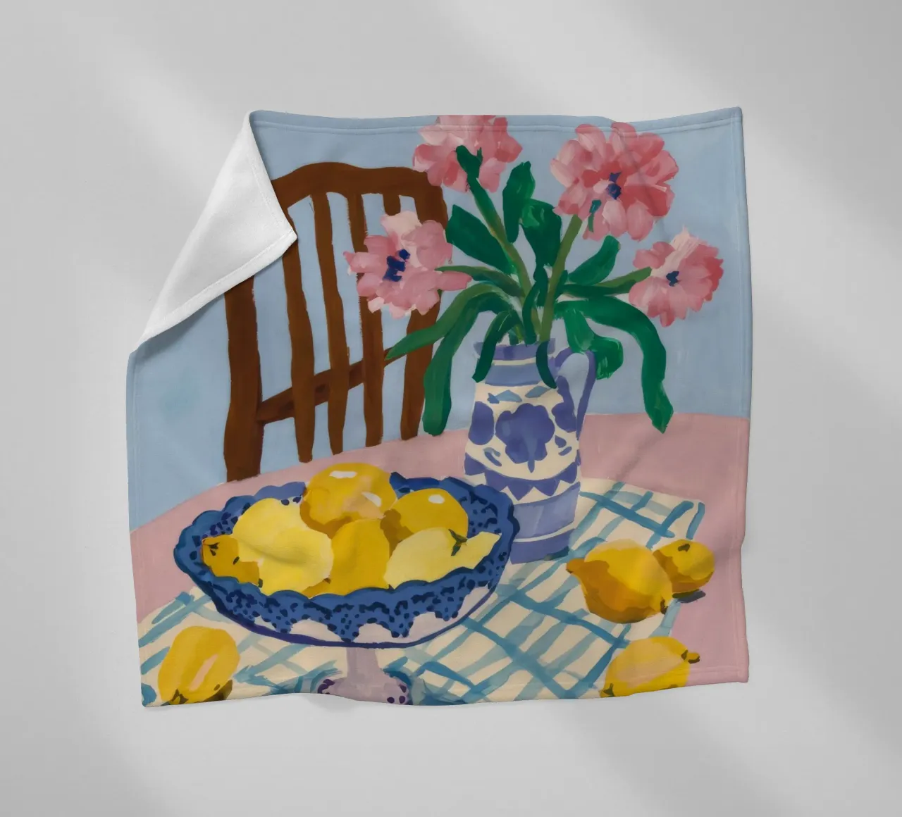 Geruite tafel Citroenen fleecedeken van FadeAura