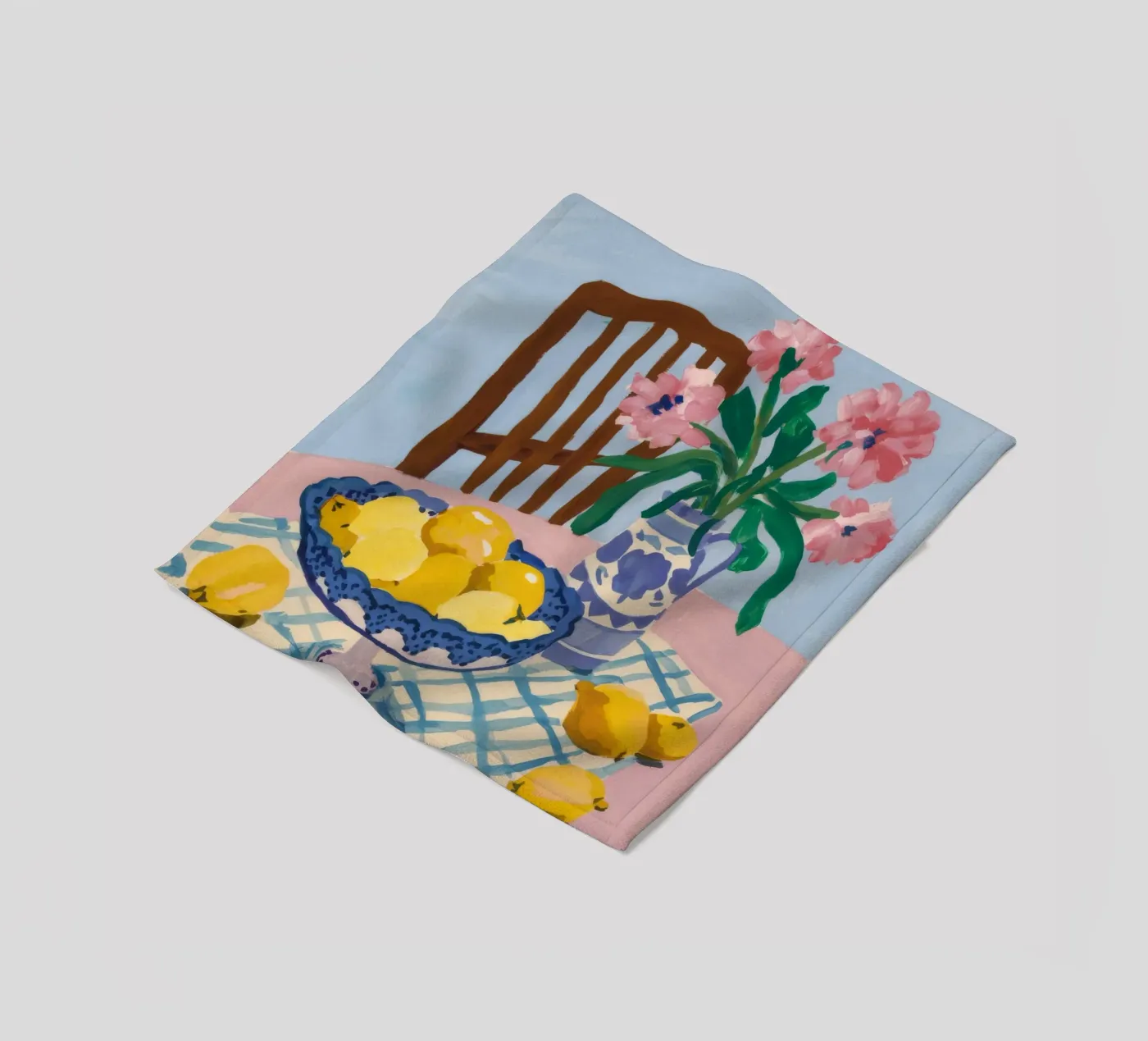 Karierter Tisch Zitronen Fleecedecke von FadeAura