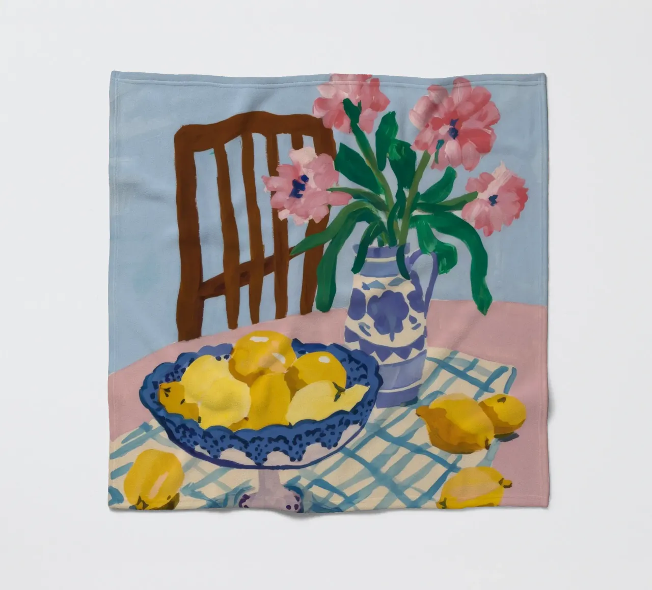 Geruite tafel Citroenen fleecedeken van FadeAura