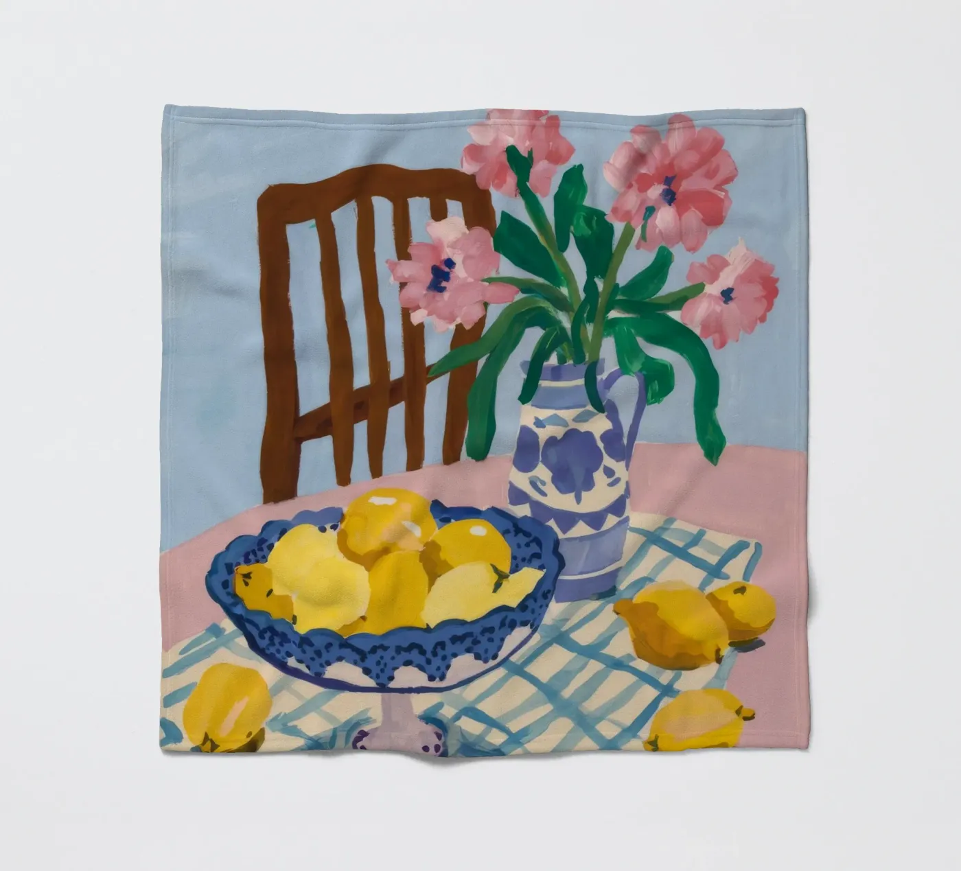 Karierter Tisch Zitronen Fleecedecke von FadeAura