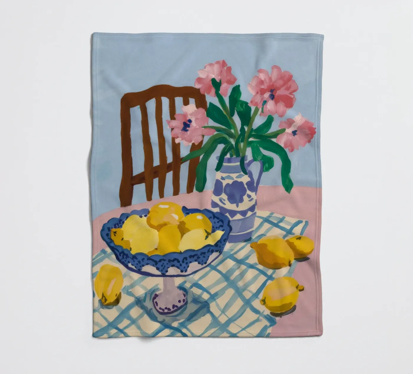 Karierter Tisch Zitronen Fleecedecke von FadeAura