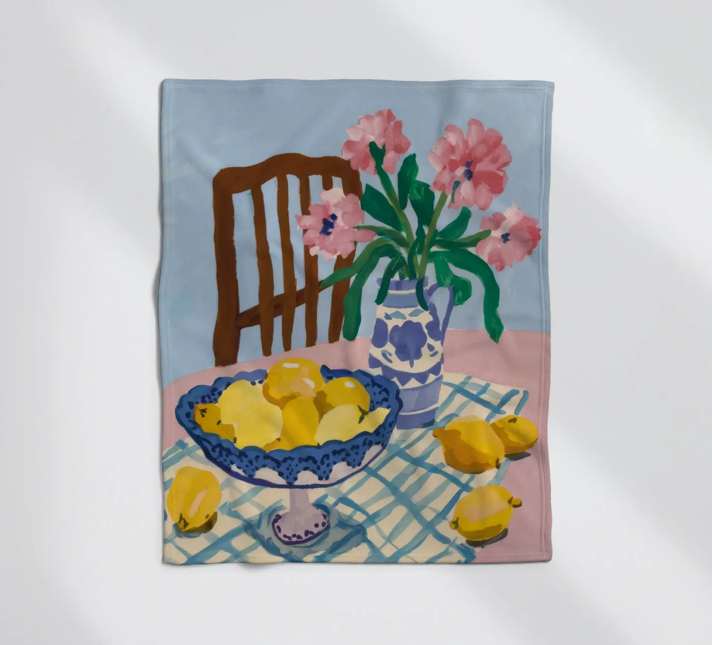 Karierter Tisch Zitronen Fleecedecke von FadeAura