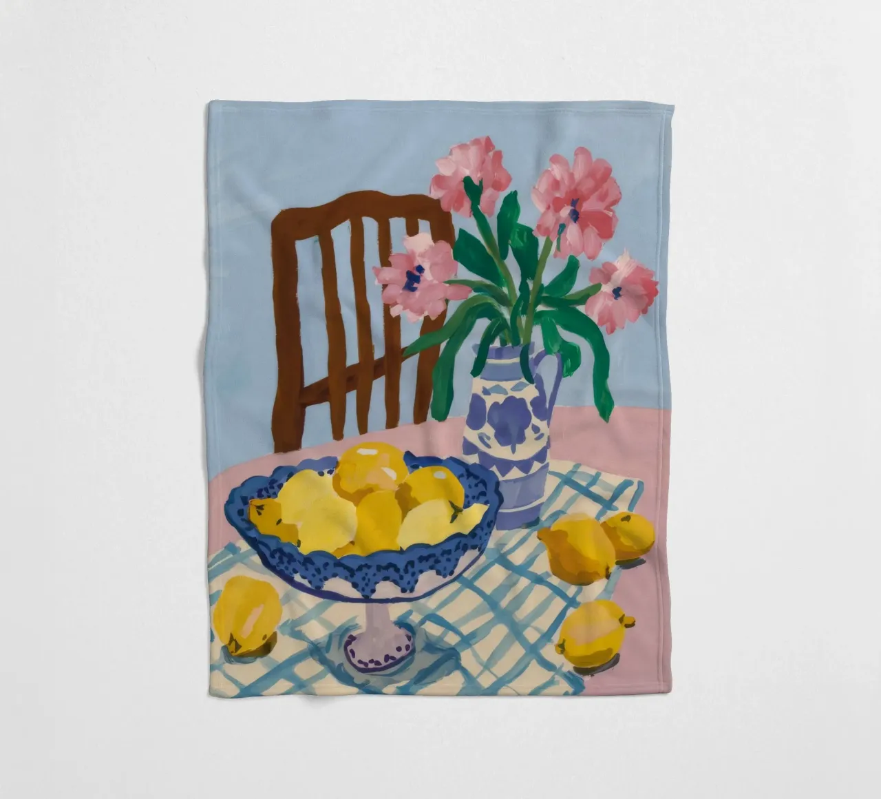 Geruite tafel Citroenen fleecedeken van FadeAura