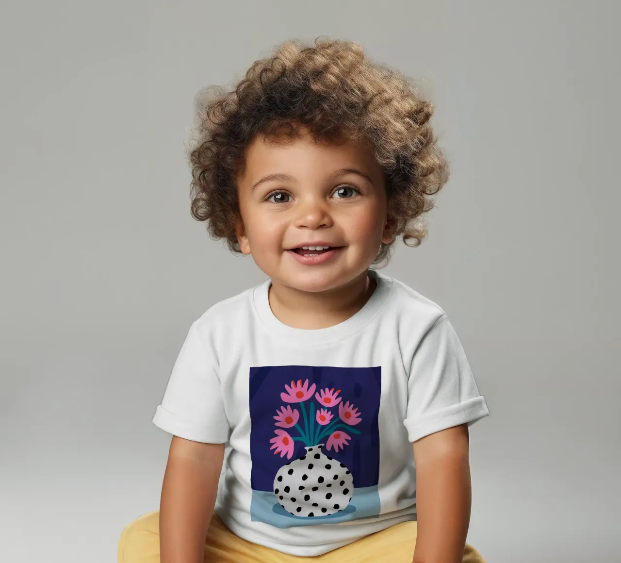 Spotted Vase Pink Blooms baby t-shirt by Haven Fantasy