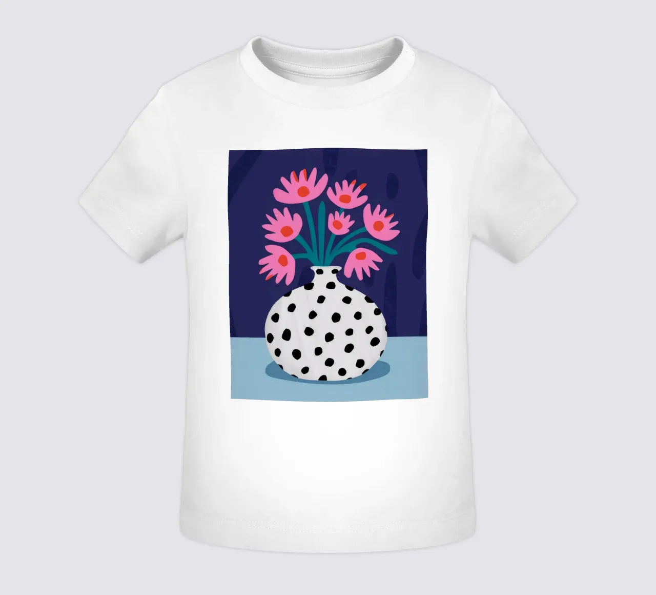 Spotted Vase Pink Blooms baby t-shirt by Haven Fantasy