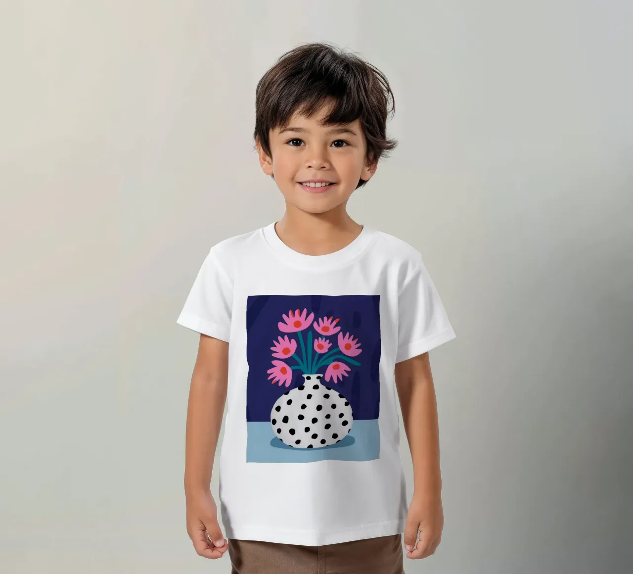 Spotted Vase Pink Blooms kids t-shirt by Haven Fantasy