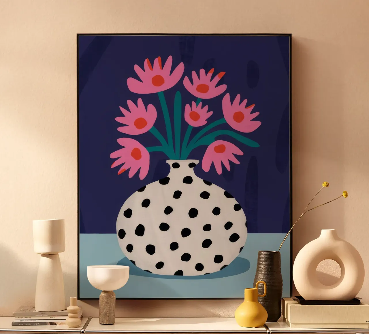 Spotted Vase Pink Blooms acrylic glass by Haven Fantasy
