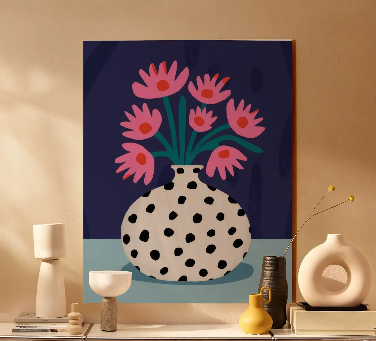 Spotted Vase Pink Blooms acrylic glass by Haven Fantasy