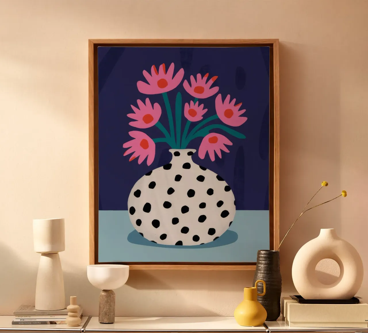 Spotted Vase Pink Blooms canvas by Haven Fantasy