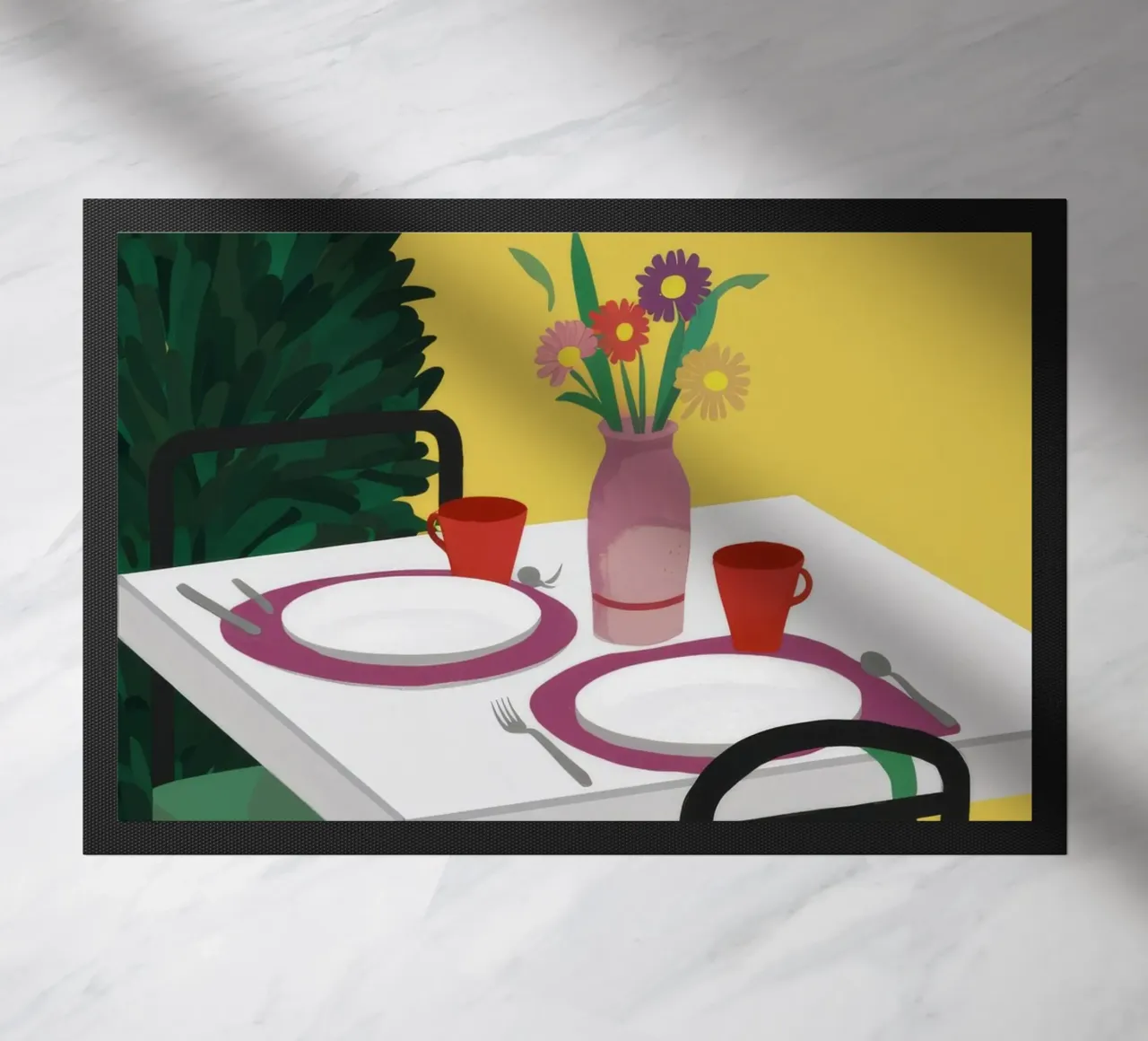 Dining for Two doormat by Muse Artworks