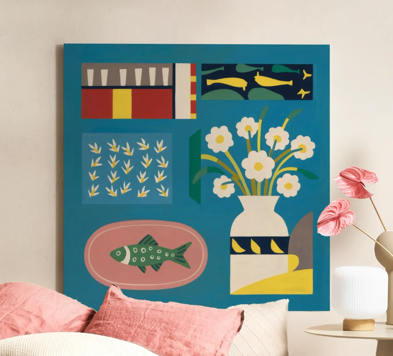 Daffodil Fish Platter canvas by Stone Decade