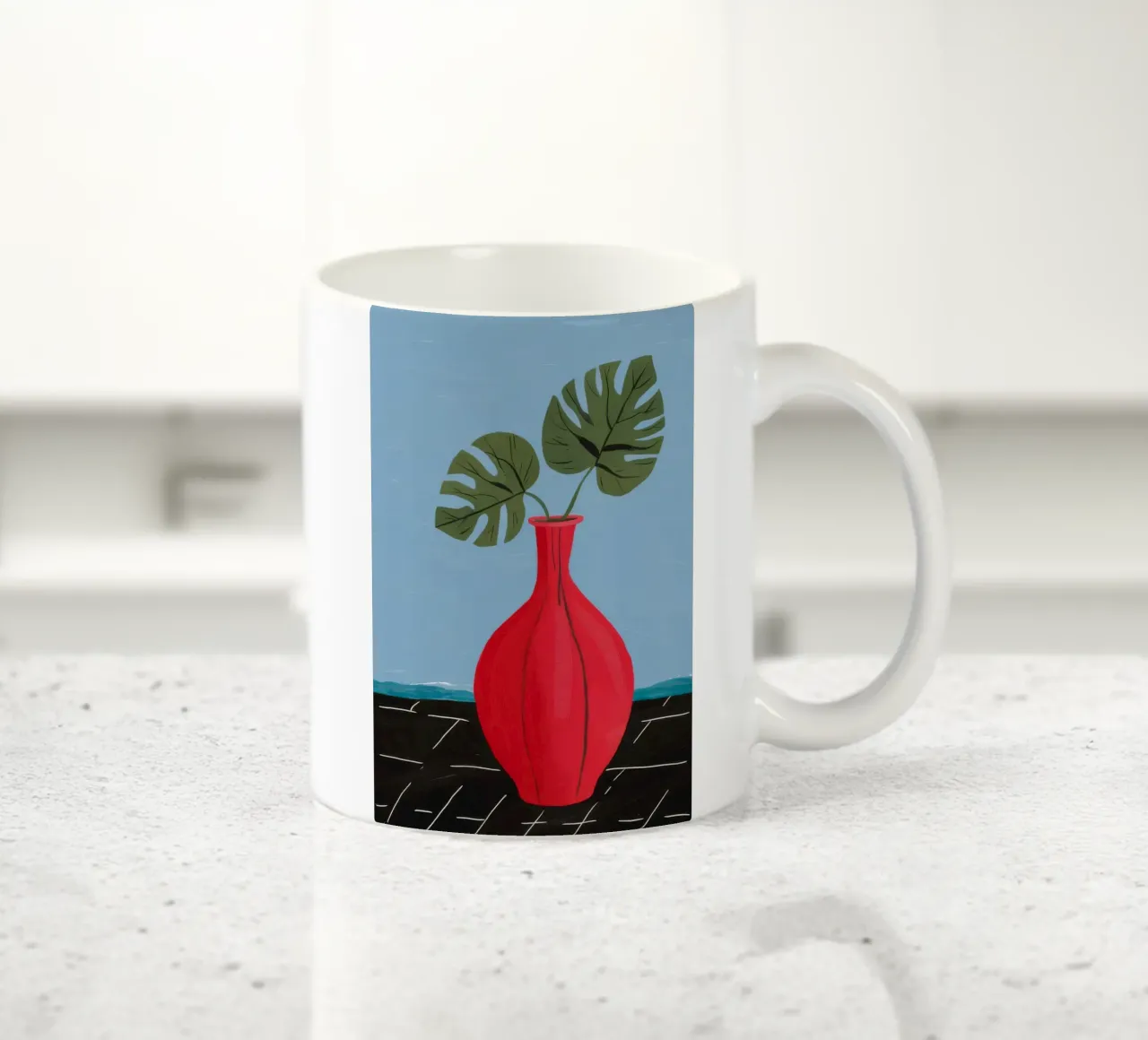 Monstera a vaso rosso tazza in ceramica da Haven Fantasy