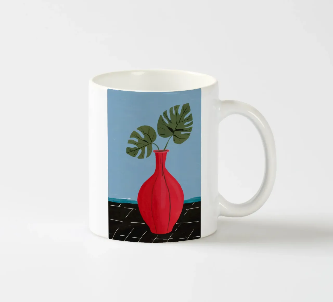 Monstera a vaso rosso tazza in ceramica da Haven Fantasy