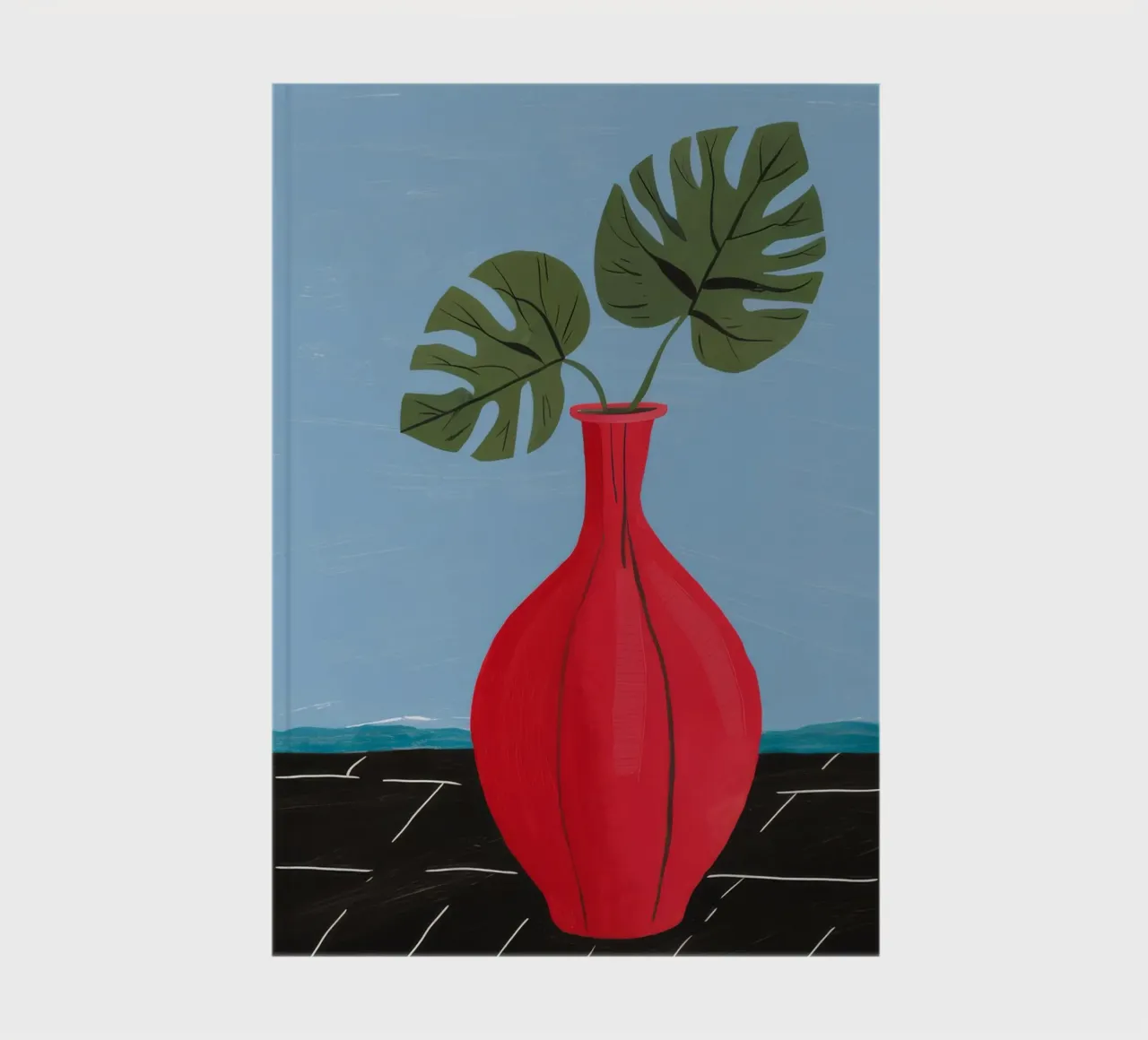 Red Vase Monstera notebook by Haven Fantasy