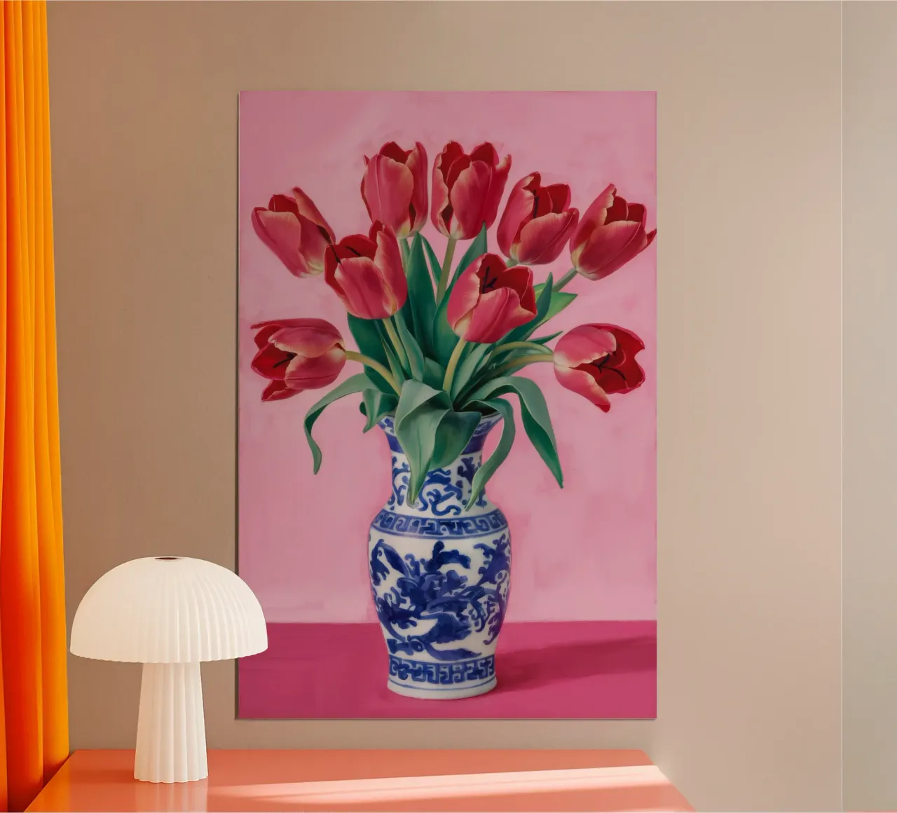 Vaso Chinoiserie Tulipani poster con telaio in plastica da Muse Artworks