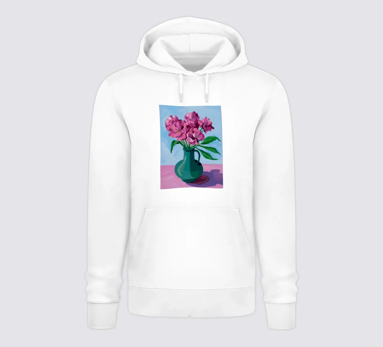 Vaso rosso Fiori rosa felpa con cappuccio da FadeAura
