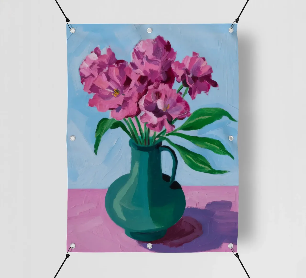 Vaso rosso Fiori rosa telo in pvc da FadeAura