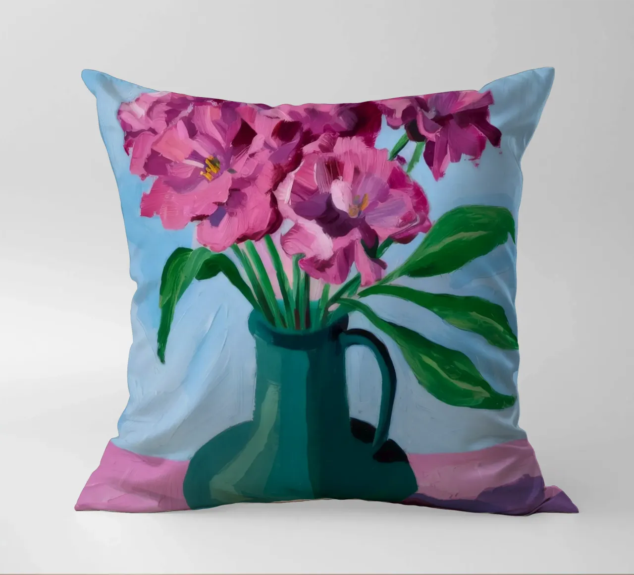Vaso rosso Fiori rosa cuscino da FadeAura