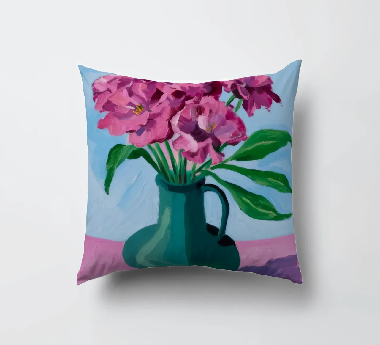 Vaso rosso Fiori rosa cuscino da FadeAura