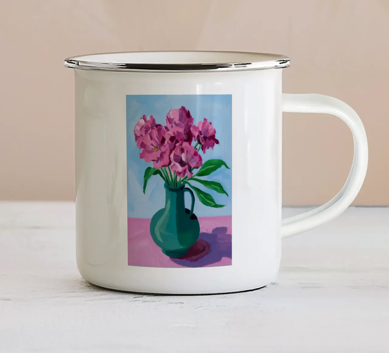 Vaso rosso Fiori rosa tazza in smalto da FadeAura