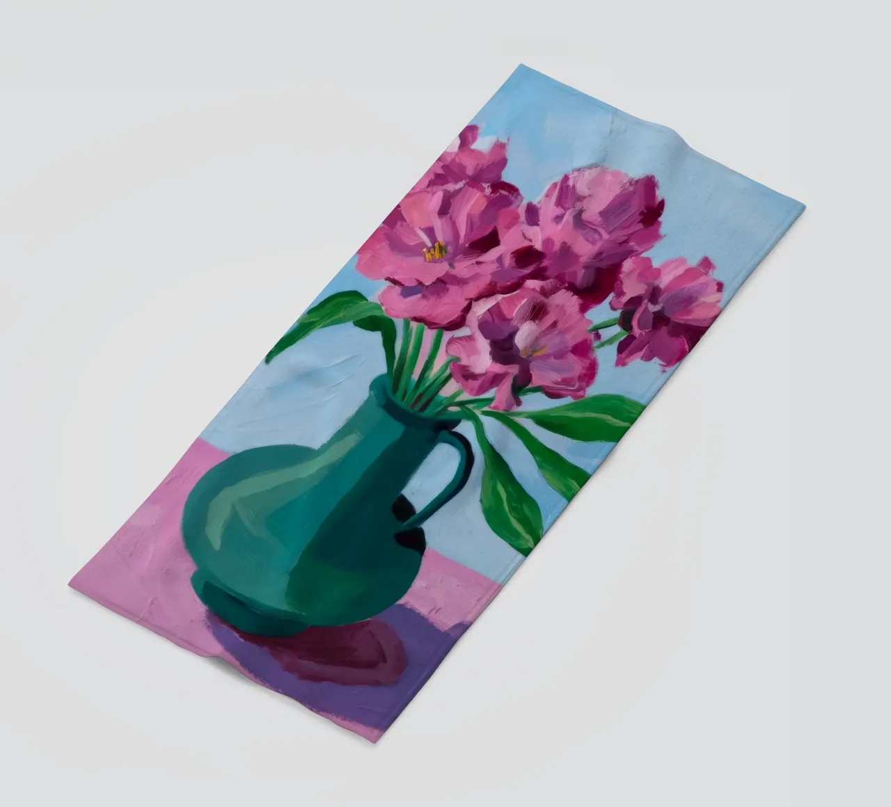 Vaso rosso Fiori rosa telo mare da FadeAura