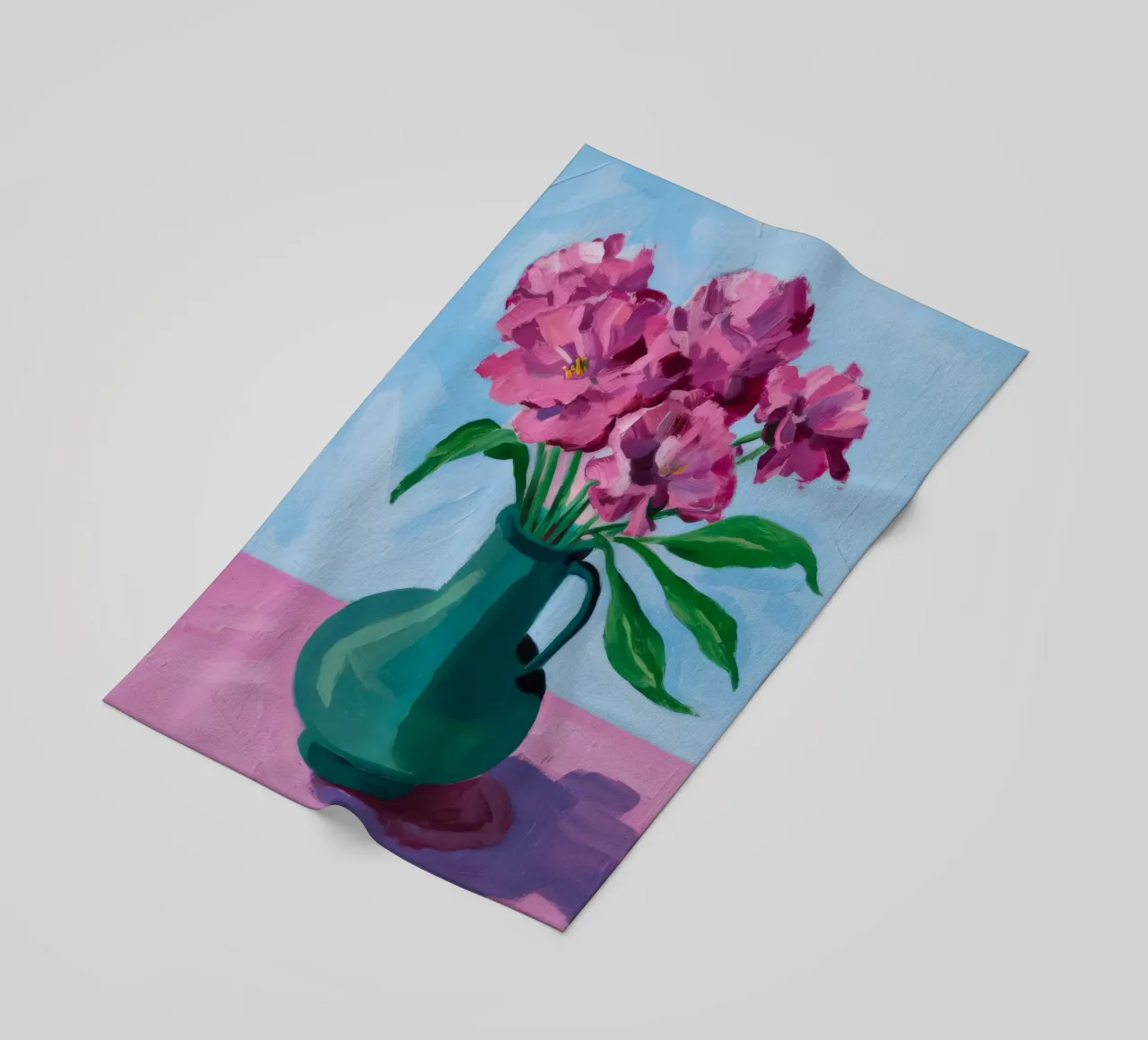 Vaso rosso Fiori rosa telo mare da FadeAura