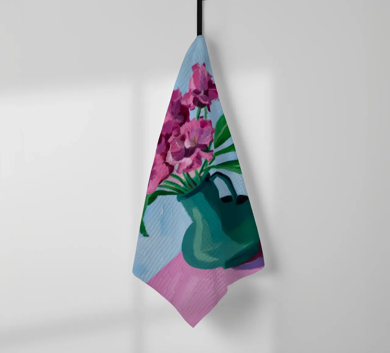 Vaso rosso Fiori rosa canovaccio da cucina da FadeAura
