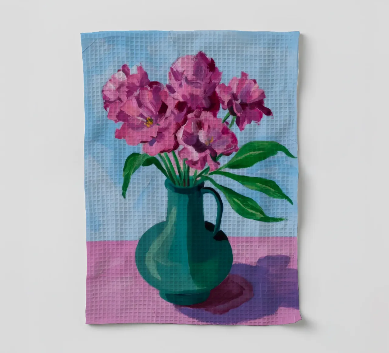 Vaso rosso Fiori rosa canovaccio da cucina da FadeAura