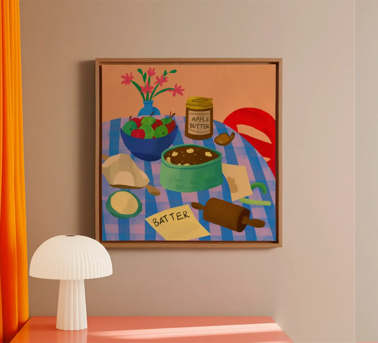 Apple Butter Baking canvas with Floater frame by Muse Artworks