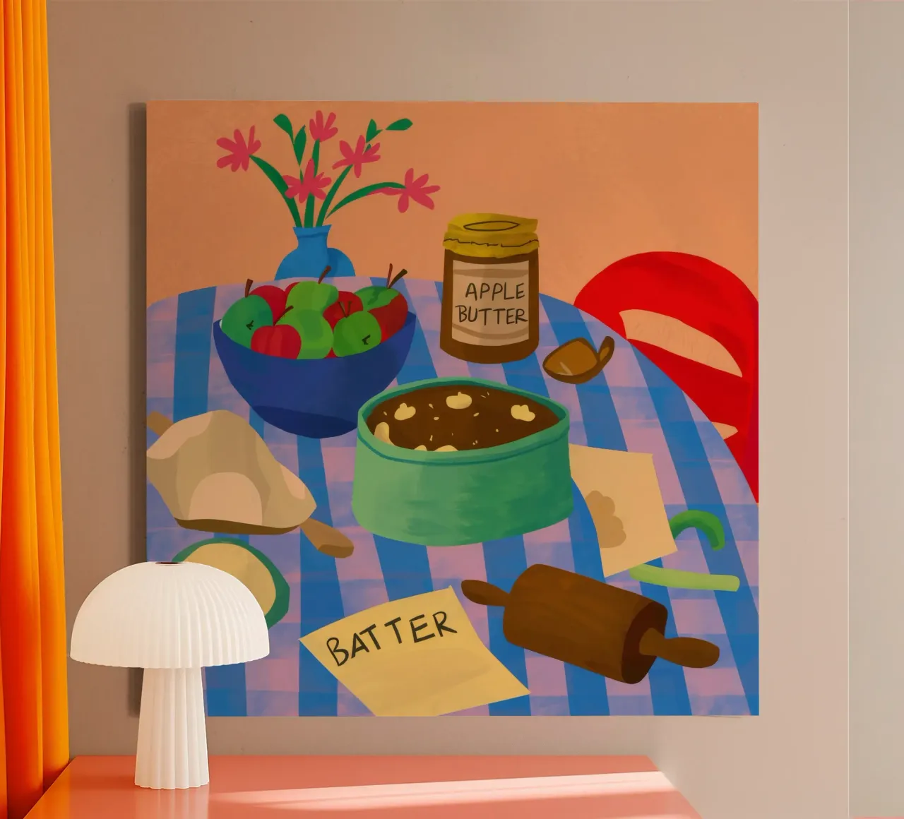 Apple Butter Baking canvas with Floater frame by Muse Artworks