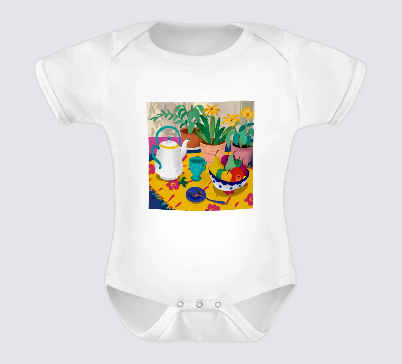 Joyful Daffodil Teatime body neonato maniche corte da Stone Decade