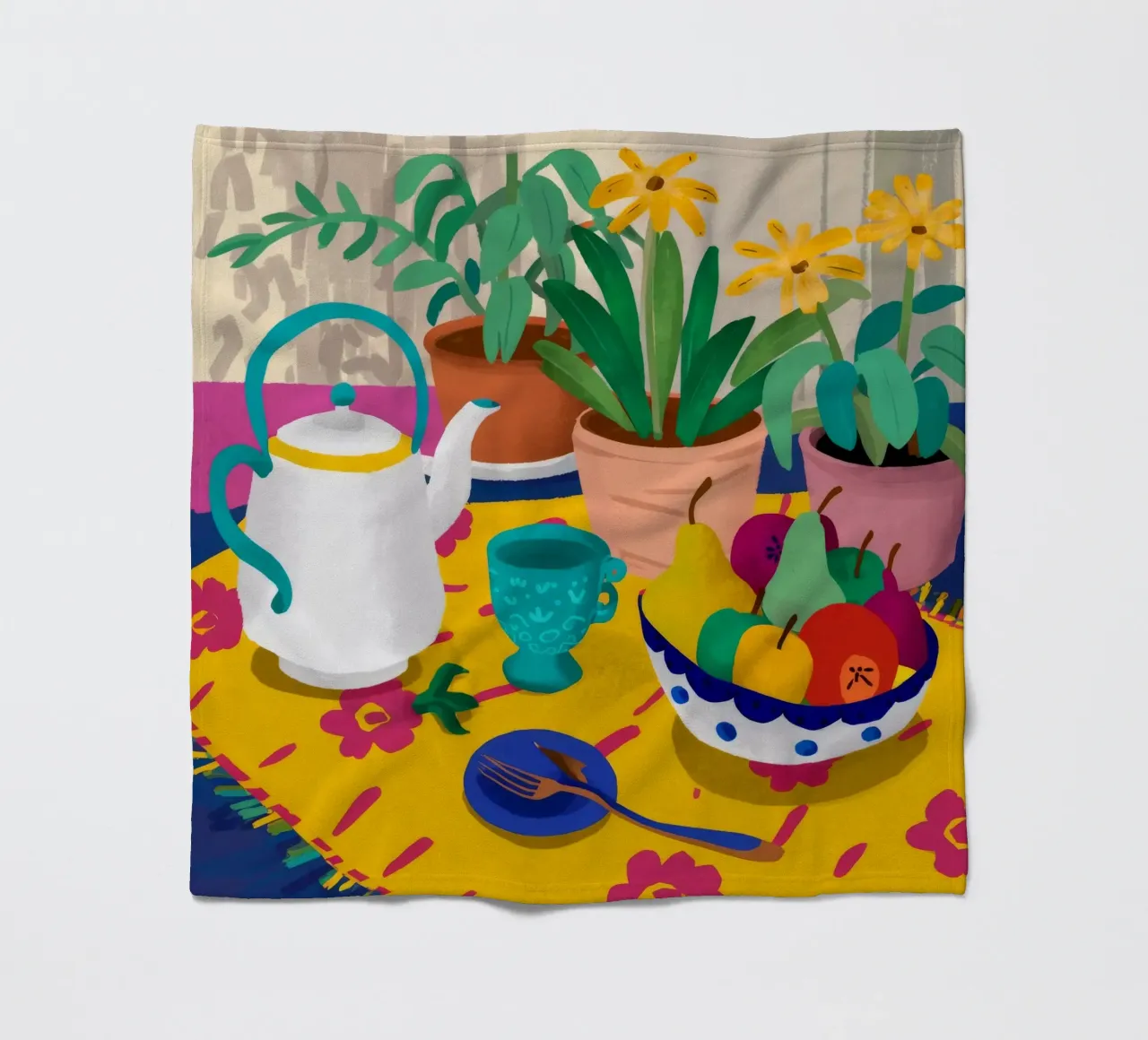 Joyful Daffodil Teatime coperta in pile da Stone Decade
