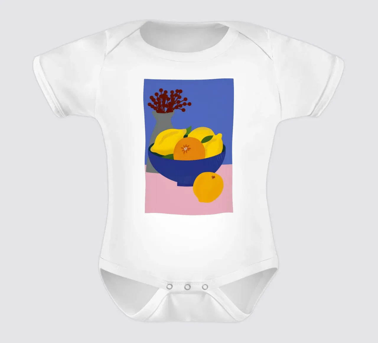 Blaue Vase Zitrusfrüchte Kurzarm Babybody von Haven Fantasy