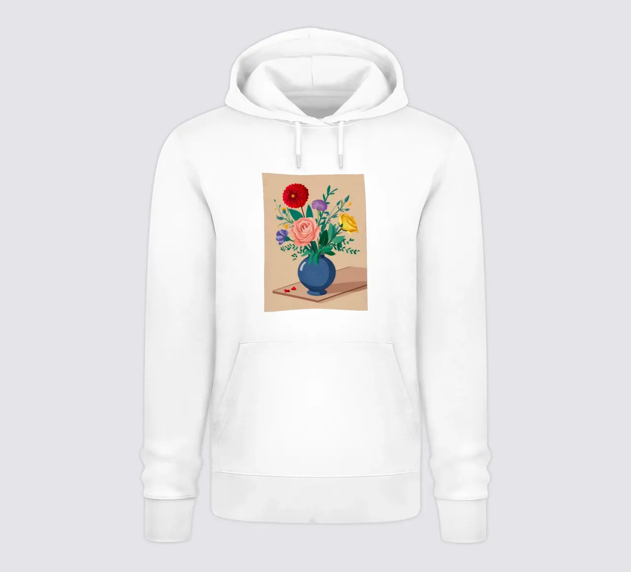 Bouquet misto in vaso blu felpa con cappuccio da Muse Artworks