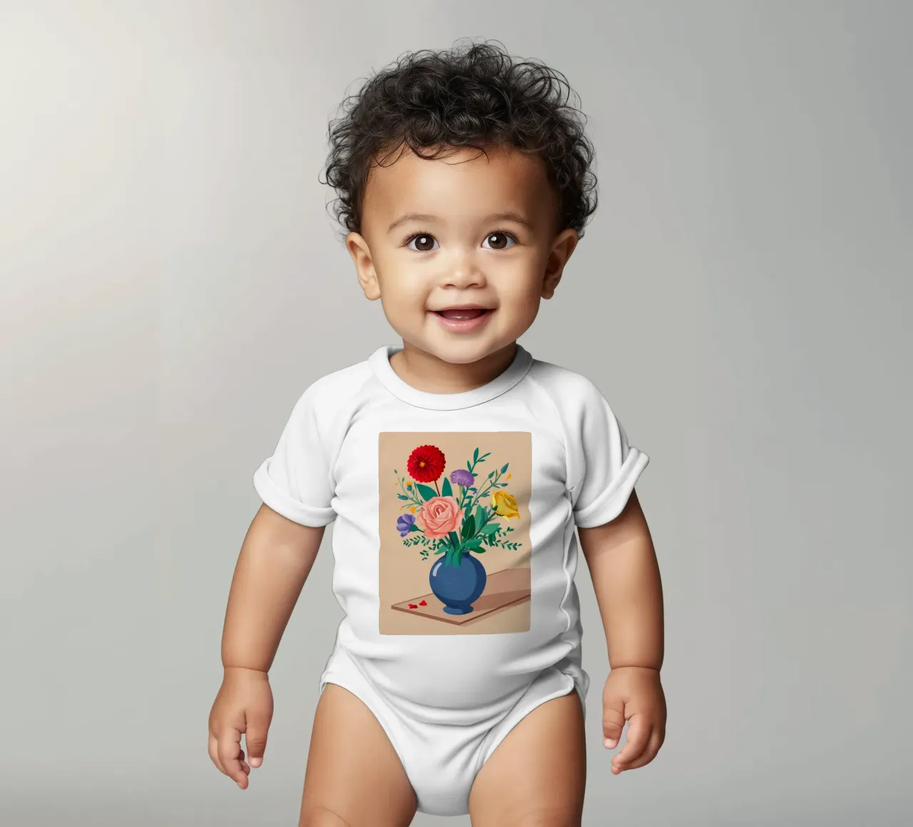 Blue Vase Mixed Bouquet short-sleeve baby romper by Muse Artworks