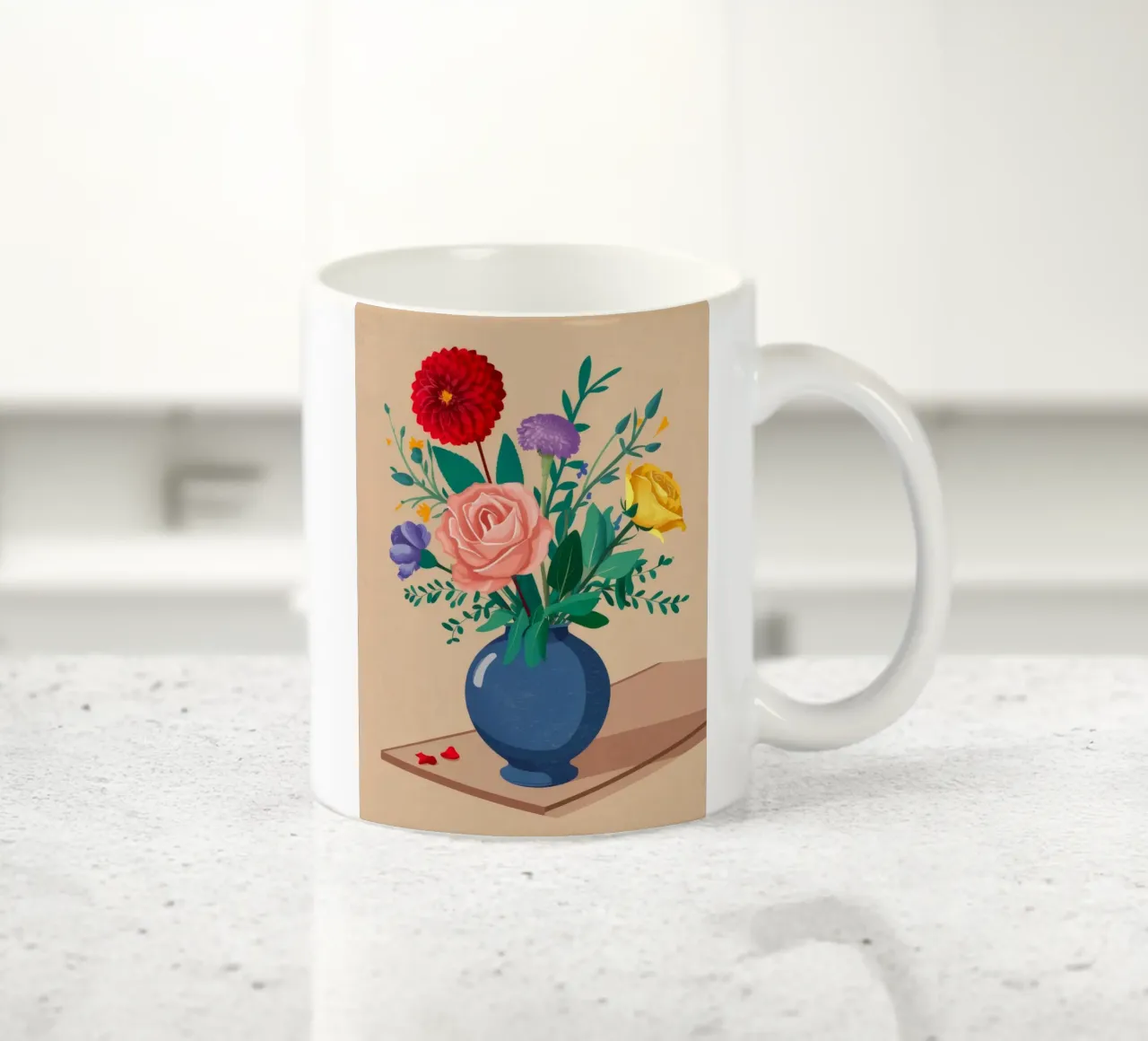 Bouquet misto in vaso blu tazza in ceramica da Muse Artworks