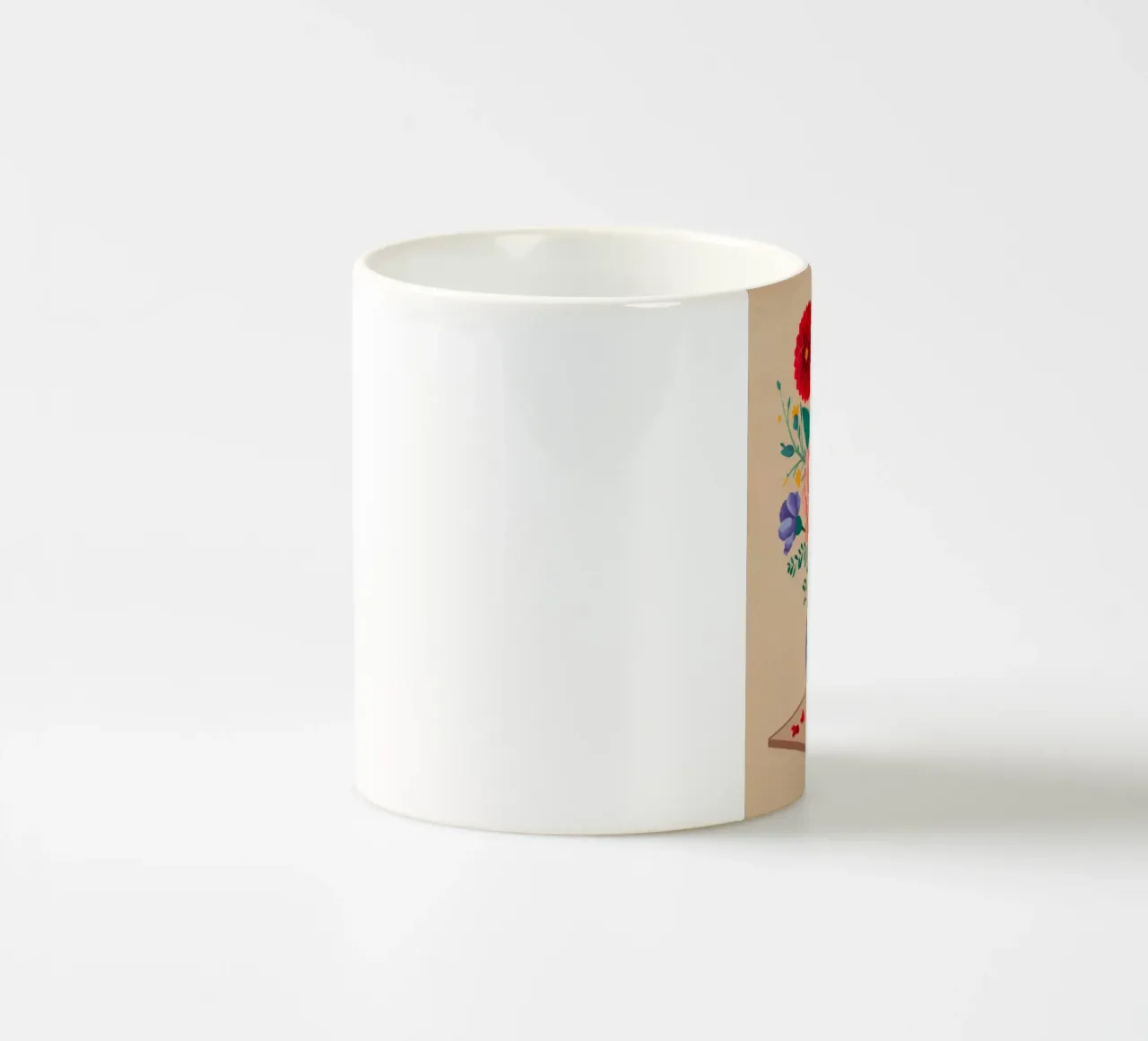 Bouquet misto in vaso blu tazza in ceramica da Muse Artworks