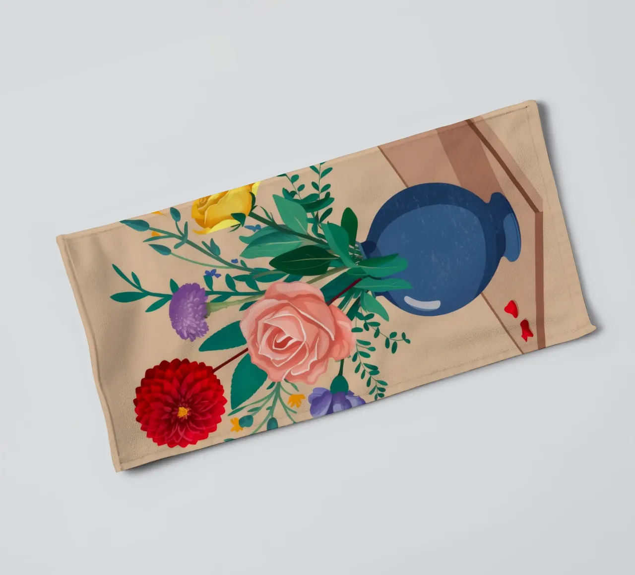 Blue Vase Mixed Bouquet towel by Muse Artworks