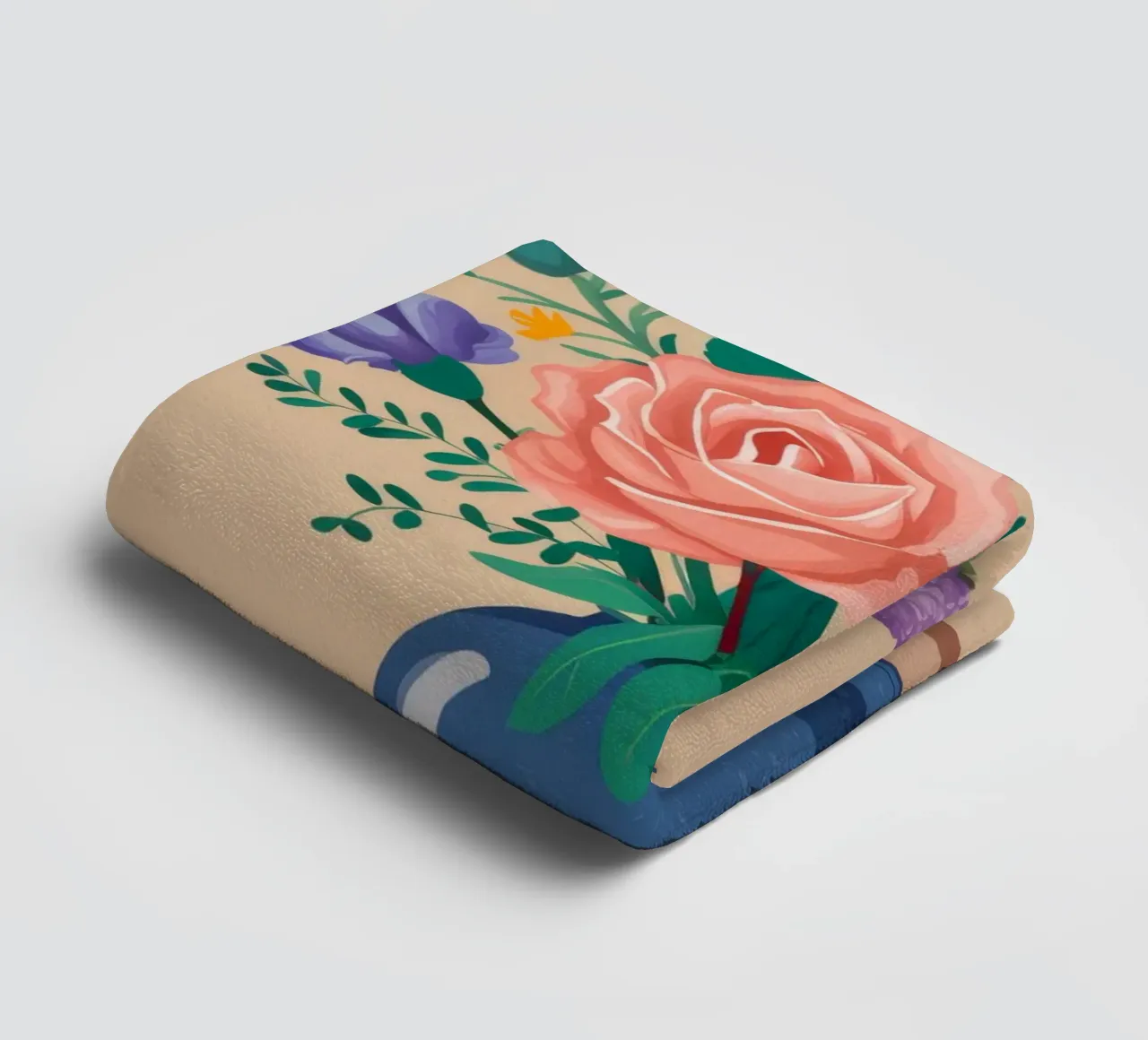 Blue Vase Mixed Bouquet towel by Muse Artworks