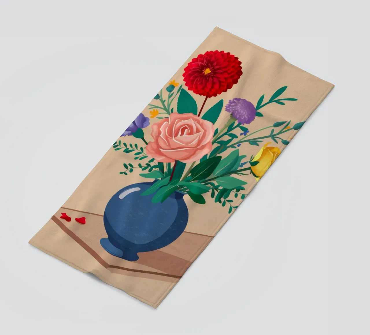 Blue Vase Mixed Bouquet beach towel by Muse Artworks