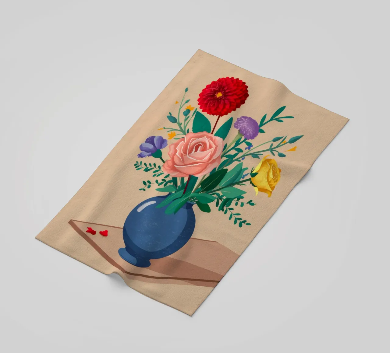 Blue Vase Mixed Bouquet beach towel by Muse Artworks