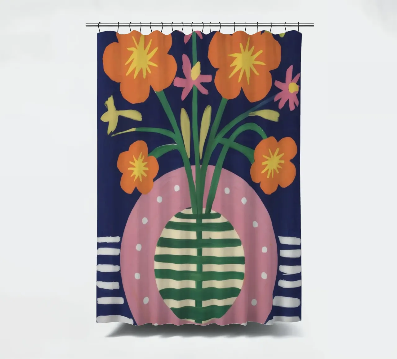 Vaso a righe Fiori d'arancio tenda da doccia da Haven Fantasy