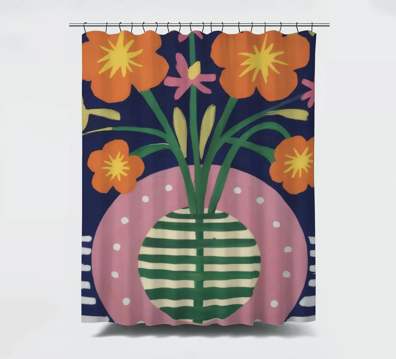 Vaso a righe Fiori d'arancio tenda da doccia da Haven Fantasy