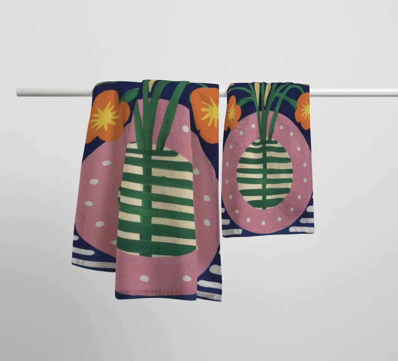 Vaso a righe Fiori d'arancio asciugamano da bagno da Haven Fantasy