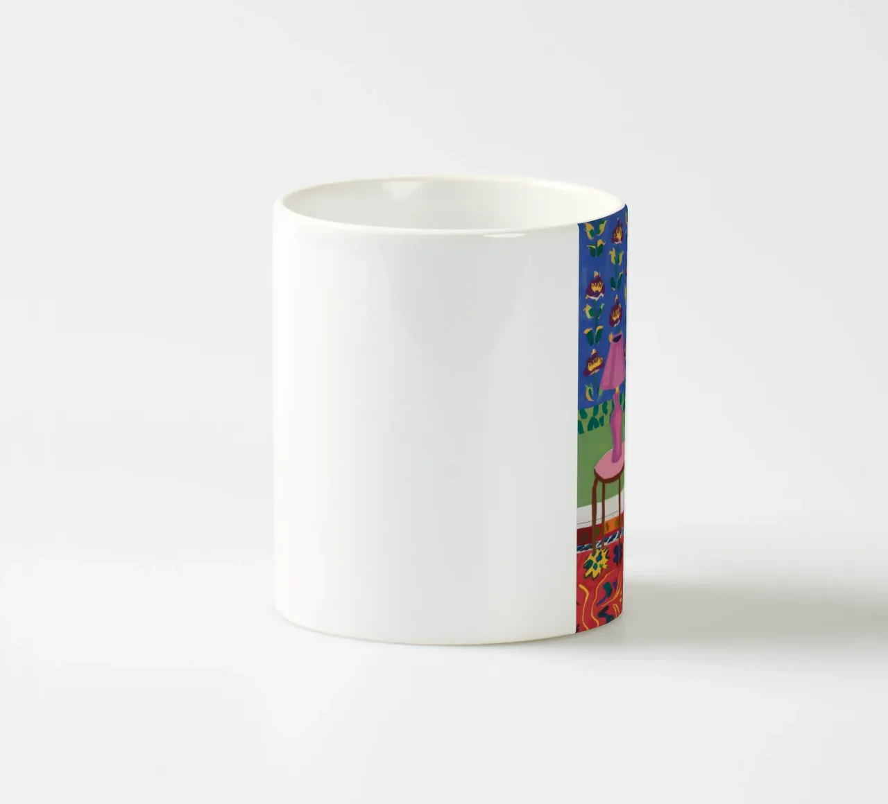 Red Armchair Reading Nook ceramic mug by FadeAura